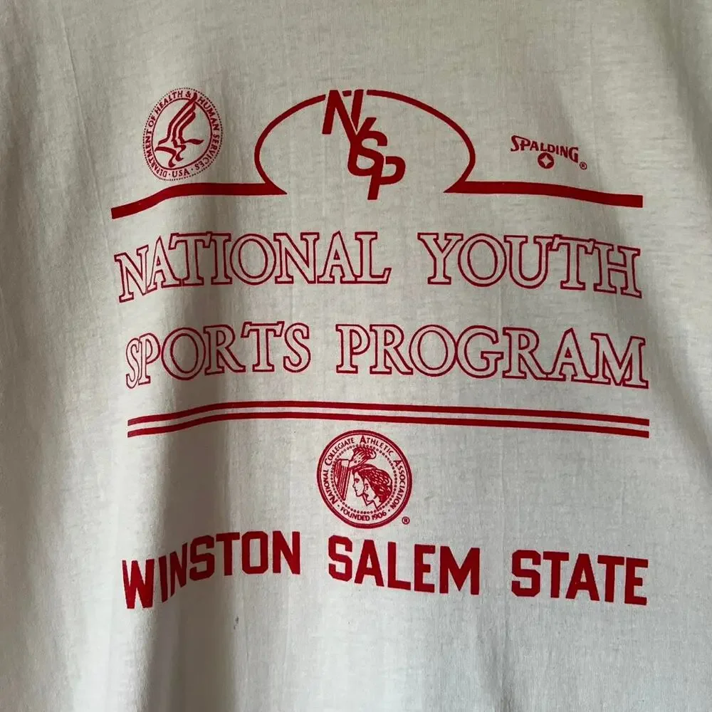 80s Distressed Champion Ringer Tee | Winston Salem State HBCU NYSP | XL - Picture 4 of 16